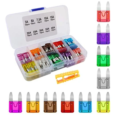Imagen de Aiqeer 130 Piezas Mini Fusibles Coche, Set de Cuchilla Mini, Repuesto con Extractor Fusible (3A / 5A 7.5A 10A 15A 20A 25A 30A 35A 40A)