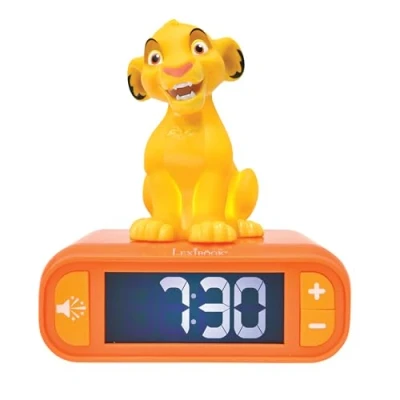 Imagen de Lexibook, Disney El Rey León, Reloj Despertador con luz Nocturna Simba, Sonidos y melodías, Pantalla LCD retroiluminada, Luminoso, Snooze, Amarillo/Naranja, RL800AN