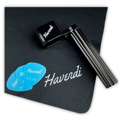 Imagen de HAVENDI® Enrollador de cuerda prémium con 3 púas y paño limpieza para guitarra, husillo cambiar las cuerdas más rápidamente. Guitarra acústica, concierto eléctrica.