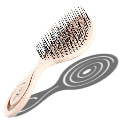 Imagen de Chiara Ambra cepillo para el cabello, ecológico, no tira del pelo, de paja, masajea cuero cabelludo, desenredar contra la caída cabello y encrespamiento un sano