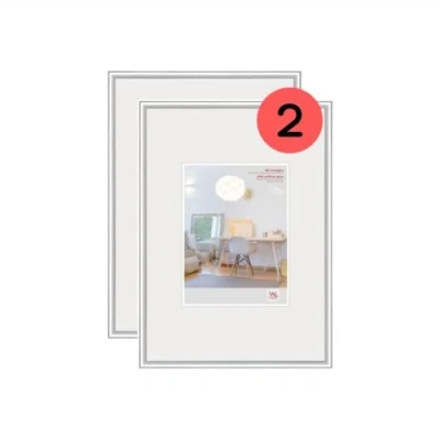 Imagen de walther design KVX460SD Nuevo marco de fotos plástico Lifestyle con cristal acrílico, 40 x 60 cm, plata, Paquete 2