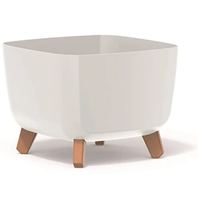 Imagen de Prosperplast Gracia Square Maceta Cuadrada con Patas Desmontables, Incluye Inserto para Interior y Exterior, plástico, Resistente a los Rayos UV, 29