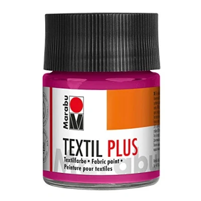 Imagen de Marabu Textil Plus Cobertura Completa para Tejidos Oscuros, Adecuada Pintura impresión de Tela, después la fijación, Lavable hasta 40 C, 50 ml, Frambuesa, Color (1er Pack) (17150005005)