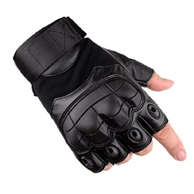 Imagen de HXSZWJJ Guantes Tácticos Militares De Combate Sin Dedos For Hombres Medio Dedo Ciclismo Caza Al Aire Libre (Color : Black, Size M.)