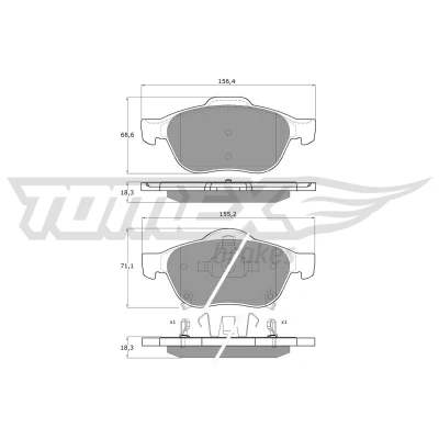 Imagen de TOMEX brakes TX 13 64 Juego de pastillas freno Eje delantero con avisador acústico desgaste TOYOTA: Avensis I Berlina, Verso