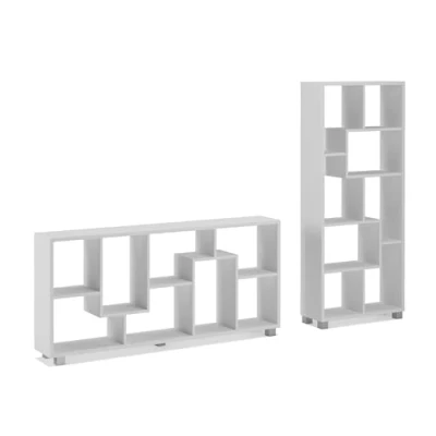 Imagen de Skraut Home Estantería de Diseño 161 x 69 25 cm Librería Vertical u Horizontal Modelo ZIGZag Fácil Montaje Muy Resistente Madera Blanca