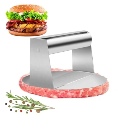 Imagen de MXTIMWAN Prensa Hamburguesas, Smash Burger de Acero Inoxidable Redonda Aplastador para Molde Hamburguesas Prensar Carne Picada,Barbacoa,Parrilla, Antiadherente