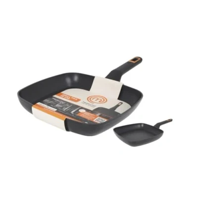 Imagen de MasterChef Sartén Aluminio Forjado Con Revestimiento Ceramico Antiadherente, Duradero, Resistente 2,5 mm de grosor Apto para Gas, Eléctricas, Vitrocerámica e Inducción (Grill 26 cm)