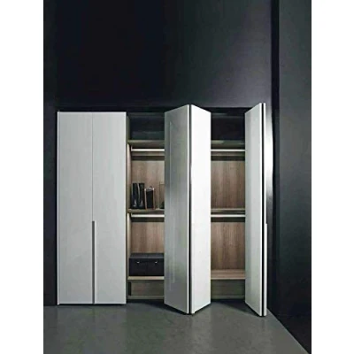 Imagen de INDAUX Kit de herrajes deslizantes para puerta muebles, armarios, guardarropa plegable con nueva opción Soft 25 kg (a presión, 2 puertas)