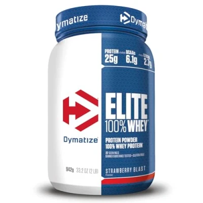 Imagen de Dymatize Elite 100% Whey Strawberry Blast 932g Pulverizador de adecuada Poteína y Baja Azúcar + Proteína Suero BCAA