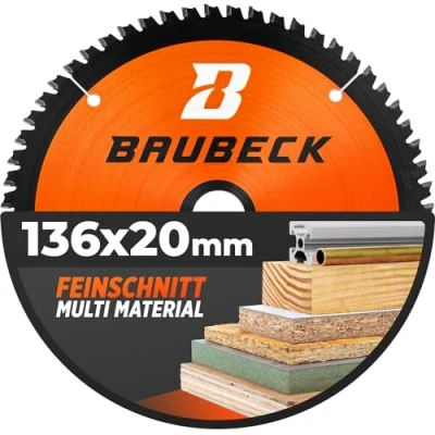 Imagen de BAUBECK Multi Material Disco 136 x 20 sierra circular 136mm madera, aluminio y mucho más. Hoja compatible con Bosch GKM más