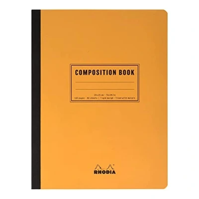 Imagen de RHODIA 119248C Cuaderno flexible con respaldo de tela, composición Book Orange B5 Lineado 160 páginas Papel Clairefontaine blanco 80 g/m Classic
