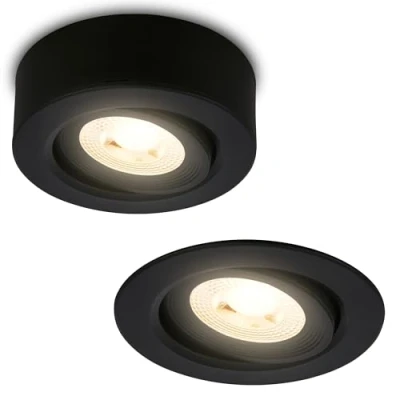 Imagen de Briloner Lámpara empotrable LED Desi, negra, Ø9cm, encendido/apagado, 3000K