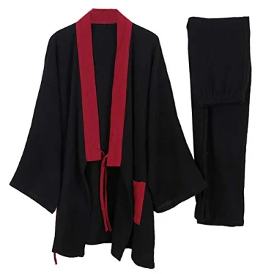 Imagen de un brand Traje de Pijama Antiguo algodón Hanfu Kimono japonés para Hombre, Ropa Zen Talla Grande, taoísta (Talla L, B)