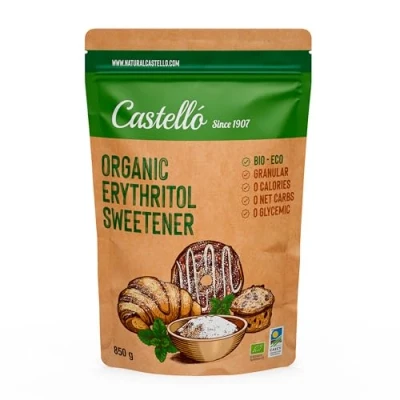 Imagen de Eritritol Edulcorante Bio Orgánico Ecológico 10 g = 7g de Azúcar Sustituto del Keto y Paleo 0 Índice Glucémico Calorías Carbohidratos No OGM Castello since 1907 850