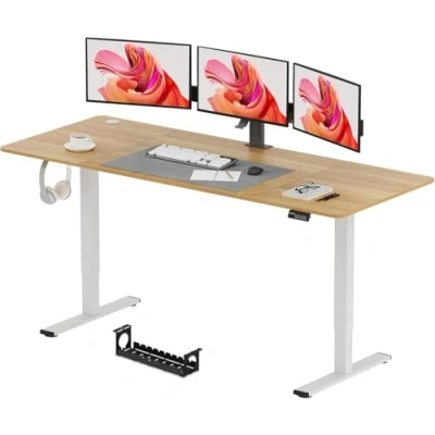 Imagen de SANODESK 200 x 80 cm Escritorio Elevable Eléctrico Mesa Regulable en Altura Eléctrico/Standing Desk con Tablero Telescópico Bidireccional Función de Memoria Arce