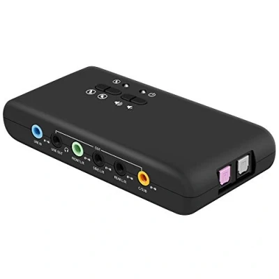 Imagen de LEAGY Tarjeta de Sonido Externa USB 7.1, 8 Canales, Caja 7.1 Canales,hasta Altavoces, Envolvente 3D dinámico,Grabación reproducción simultáneas,Equipo Audio analógico Digital
