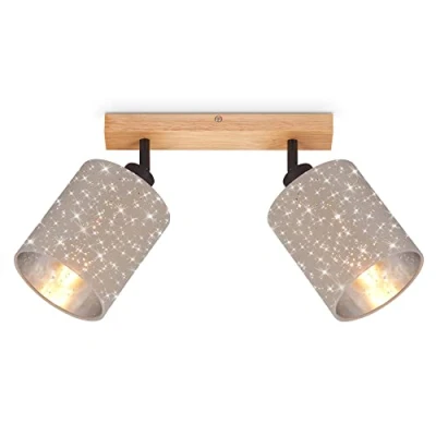 Imagen de Briloner lámpara de techo con cielo estrellado, orientable, pantalla tela, techo, lámpara, salón, dormitorio, cocina, 28,5x13x15,5 cm, topo