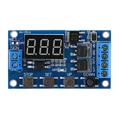 Imagen de relé del temporizador ajustable 12V, Módulo de retardo ciclo activación con pantalla LED DC 5V 36V