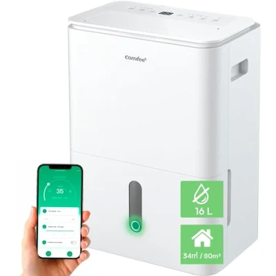 Imagen de COMFEE&#039; Deshumidificador Easy Dry 16L para humedad interior hasta 34 m2 / 80 m3 Deshumificador Silencioso con App Control Deshumificadores de depósito extraible y 4 modos función