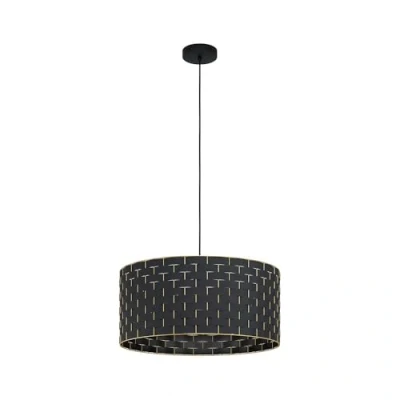 Imagen de Eglo lámpara colgante Marasales, de 1 llama, textil en negro y metal latón, mesa comedor, salón E27, diámetro 55 cm