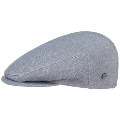 Imagen de Lierys Gorra de Lino Inglese Hombre Made in Italy Gorro Ivy con Visera, Forro Primavera/Verano 57 cm Celeste