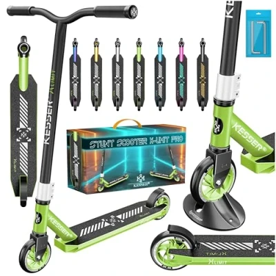 Imagen de KESSER® Patinete acrobático X Limit Pro, Funscooter con dirección de 360Ḟ, Soporte, rodamientos Bolas ABEC 9, Ruedas PU 110 mm, Scooter, Verde Lima