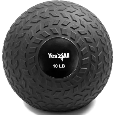 Imagen de Yes4All JLMS Slam Balls 4.5 kg, Negro, balón Medicinal, de Ejercicio sin Rebote, Relleno Arena, Adecuado para Entrenamiento y Fuerza.