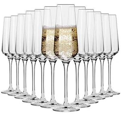 Imagen de Krosno Copas Flauta Boda Cava de Champán Conjunto 12 Piezas 180 ML Avant Garde Collection Perfectos para Uso en Casa, Restaurante y Fiestas Apto Lavavajillas