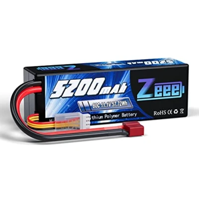 Imagen de Zeee 3S Lipo Batería 5200mAh 11.1V 80C RC Estuche rígido con Deans T Plug para vehículos 1/8 y 1/10 Coche Buggy Truggy Avión UAV Drone