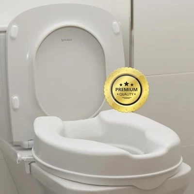 Imagen de OrtoPrime elevador WC Adulto 5cm Alza para Asiento inodoro UNIVERSAL discapacitados Alzador baño Adultos Ortopedia mayores Adaptable (Sin Tapa)