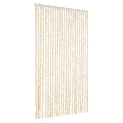 Imagen de vidaXL Cortina Antimoscas, Persiana de Moscas Mosquitos, Puerta contra Insectos, Protección para Casa, Chenilla Beige y Blanco 100x220 cm