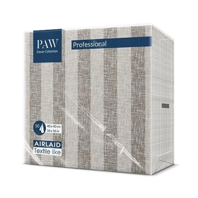 Imagen de PAW Servilletas Papel de Airlaid. 40 x cm. 50 Piezas. HoReCa. Decoración la Mesa. Natural, rayas marrones. Mesa Perfecta para las Ocasiones Importantes.
