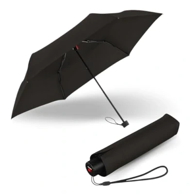 Imagen de Knirps C.050 Paraguas Pequeño/Mini, Manual, Negro, con bolsa, para llevar, de bolsillo mano, resistente al viento y ligero