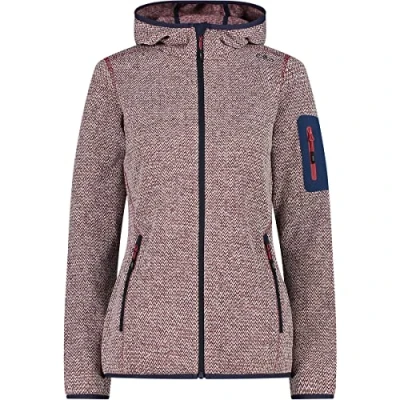Imagen de CMP Chaqueta de mujer Knit Tech con capucha fija, Vino Tinto Blanco, XS