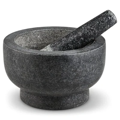 Imagen de Cole &amp; Mason Clavering 20cm Mortero de Piedra Para Cocina, y Mano, Gris Oscuro, Moler Especias Hierbas, Granito, 2 Años Garantía