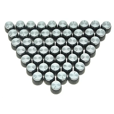 Imagen de KAISH 50pcs Amplificador de guitarra Push on Fit Perillas Negro w/Silver Top Se adapta a Marshall Amplifier