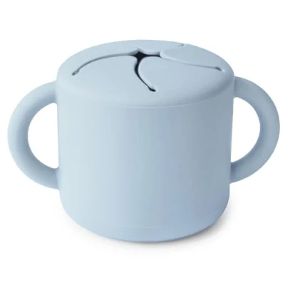 Imagen de mushie Snack Taza de Silicona Fiambrera Infantil para Llevar Antiderrame y Resistente al Lavavajillas Microondas Caja Aperitivos Segura Niños Pequeños Niñas Powder Blue