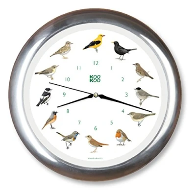 Imagen de KOOKOO Singvögel Quartz Verde, Reloj de Pared con 12 pájaros cantores, nativos, grabaciones Originales la Naturaleza, Sensor luz