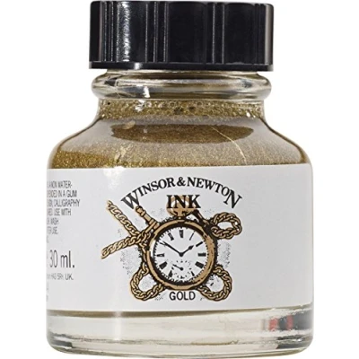Imagen de Winsor &amp; Newton Drawing Ink Tinta de Dibujo, Dorado (Gold), 30ml