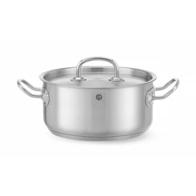 Imagen de HENDI Olla de cocina, baja, con tapa orificios salida vapor, fondo inducción continuo, apta para todas las fuentes calor y el lavavajillas, 2.9L, ø200x(H)95mm, acero inoxidable