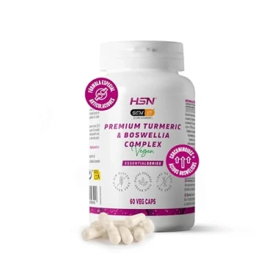 Imagen de HSN Premium Cúrcuma (BCM 95®) &amp; Boswellia (Boswellin®) Complex 60 Cápsulas Vegetales Extracto de + serrata Altamente Estandarizados No GMO, Vegano, Sin Gluten