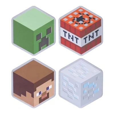 Imagen de Posavasos de Metal con Base Corcho Minecraft Set 4, Regalo y Decoración para Gamers