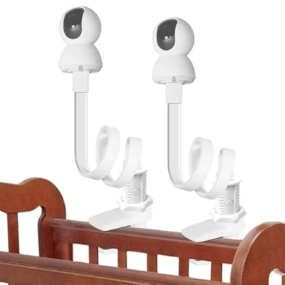 Imagen de 2 Piezas Soporte para Vigilabebés, Monitor De Bebé, Cámara Universal Vigilabebes Cuna Compatible con La Mayoría Monitores (Blanco)