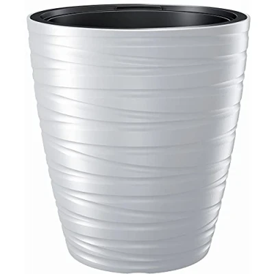 Imagen de Maceta con deposito 16L Maze de plastico en color blanco 29,6 (largo) x (ancho) 32,9 (alto) cm