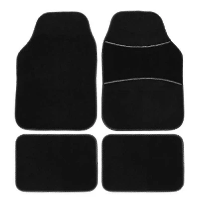 Imagen de JVL 01 927SI Juego de Alfombrillas universales PVC para Coche, Color Negro y Plateado, 4 Piezas