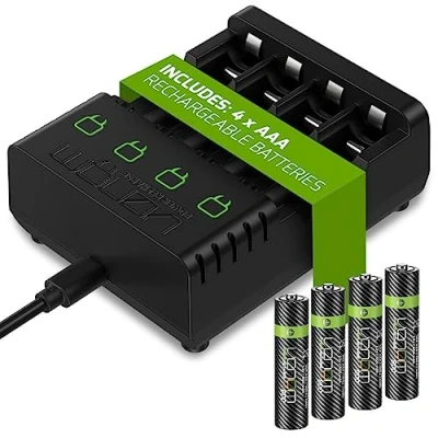 Imagen de Venom pilas AAA recargables más base de carga, incluye 4 800 mAh y 1,2 V
