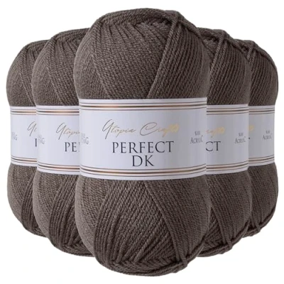 Imagen de Utopia Crafts DK Hilo doble para tejer, 5 unidades de 100 g (gris acero)