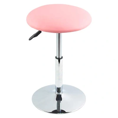 Imagen de FURWOO Taburete de Trabajo Redondo Cuero sintético barbero Rotación Altura Ajustable Adecuado para Oficina en casa Hotel Salón Sala Consulta Rosa