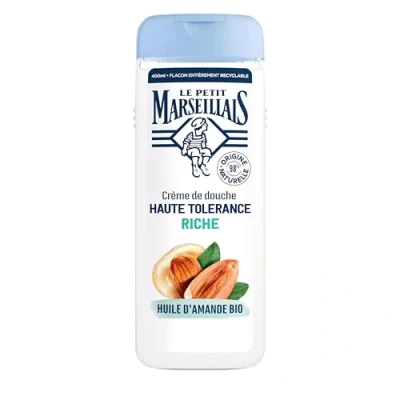 Imagen de Le Petit Marseillais Crema de ducha alta tolerancia rica aceite almendra orgánico (frasco 400 ml) 98% ingredientes origen natural Gel para pieles muy secas y sensibles